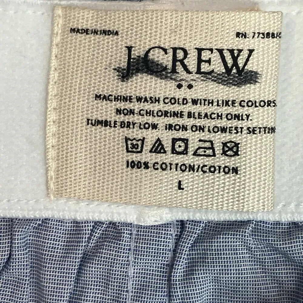 J Crew Boxer Underwear Mens L Blue Cotton Woven Elastic‎ Waist Lightweight BV599